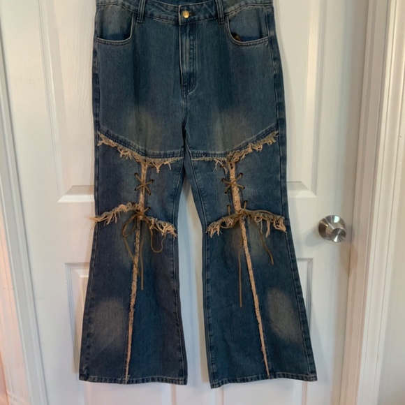 CIDER VINTAGE RAW EDGE WASH HIPPIE FLARED JEANS SIZE XL - Picture 2 of 11